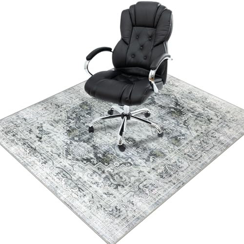 Homcomodar Tappetino Protettivo per Pavimento, 120 x 150 cm, Tappeto Sedia Ufficio, Tappeto Salvapavimento, Tappeto Sedia Ufficio Gaming (Grigio)