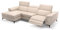 sofanella Leder Ecksofa Links Amaro Creme Mechanisch verstellbare Kopflehnen