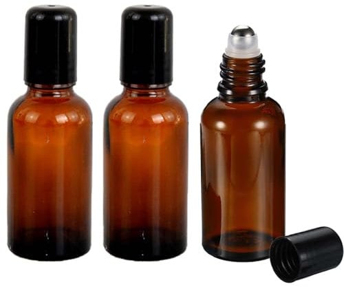 MXHBSTP 3Pcs Roller Ball Bottles for Essential Oils, 30ml Empty Rollerball Bottle Roll on Bottles with Roller Balls Refillable Sample Containers, For Essential Oils,Perfumes,Cosmetics