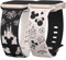 BEEXI 2 Packs Cartoon Engraved Compatible with Apple Watch Strap 41/40/38mm/42mm Women,Two-Tone Cute Soft Silicone Sport Strap for iWatch SE Series 10/9/8/7/6/5/4/3/2/1, Black&Starlight