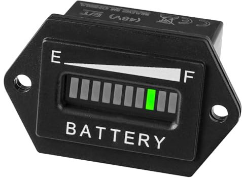 Runleader Indicateur de puissance de la batterie LED, rappel de batterie faible pour voiturette de golf, chariot élévateur, tondeuse à gazon, autolaveuse, etc. (48V)