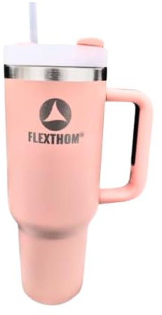 Flexthom - Quencher - Vaso aislado al vacío de acero inoxidable H2.0 con tapa y pajilla, taza de viaje reutilizable de 40 onzas para agua, té helado, café y más (cuarzo rosa)