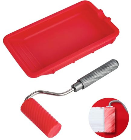 bssmmai Rouleau de colle à bois, pinceau à colle avec bac à peinture en silicone, application rapide et uniforme, rouleau de colle réutilisable, distributeur de colle pour bois, artisanat, travail du