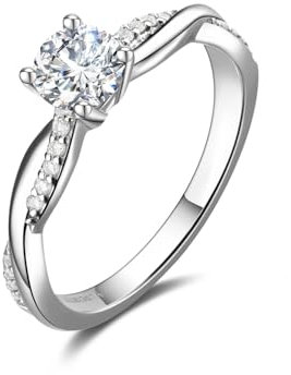 FANCIME 0,5 Karat Lab-Grown Diamant Ringe Damen, Elegantes Timeless Ringe aus 925 Sterling Silber Verlobungsring Hochzeit Valentinstag Schmuck für Damen Frauen Sie (D-E Farbe, VS Clarity)