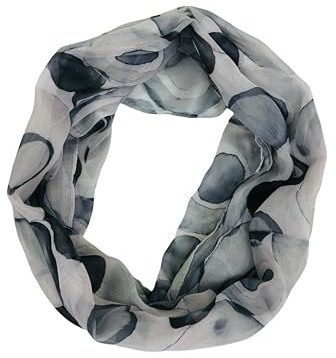 Walniverse Loop Schal Damen Dünn Seidig mit Kreismotiv - Leichter Schlauchschal für Frühling Sommer Herbst, 180x50cm, 50g Leicht