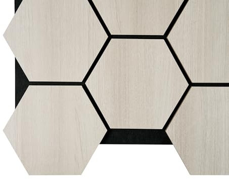 Fuse Acoustic Wooden Hexagon Wall Panel in White Oak