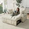 Merax Schlafsofa 2-Sitzer Sofa mit Schlaffunktion, Klappbares 3-in-1 Schlafcouch mit Verstellbarer Rückenlehne, Getränkehalter und Armlehnentaschen, aus Samt, Beige 137 x 76.5 x 83 cm