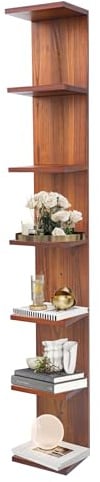 PHOENANCEE 7-stufiges Wandregal, vertikales Regal, Organizer Tall Tower Design dekoratives Wandregal für Zuhause, Schlafzimmer, Bürodekoration, Walnuss