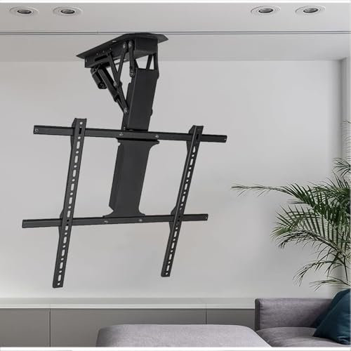 Motorized TV Mount Adjustable, Hidden Drop Down TV Lift, Telescopic Electric TV Lift with Auto Lifting, 0-85° Flip Down, Fits LED, LCD, OLED 32-70 Inch TVs