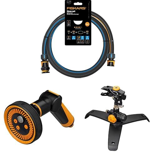 Fiskars Wasserschlauch, 1065485 + Fiskars Sprühpistole, 1065485 + Fiskars Pulsierender Sprinkler, 1027050