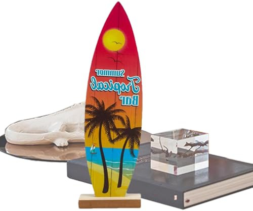 Surfbrett-Tisch – Stranddekor | multifunktionale Holzschilder | Sommerdekoration für Surfen, Wohnzimmer, Terrasse oder Wand innen und außen