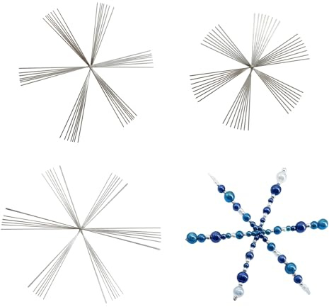 36 Stück Drahtsterne Bastelset,Weihnachten Schneeflocken Drahtsterne 3,7inch,4,5inch,5,9inch,Perlensterne Draht Basteln für DIY Weihnachtsbäume Deko Bastelzubehör (36)
