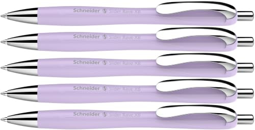 Schneider Slider Rave XB Kugelschreiber, 5 Stück, Blütenrosa | Tinte: Blau, Viscoglide-Technologie für lange Texte ohne Aussetzer in Schule, Uni und Beruf, dokumentenecht, Mine wechselbar