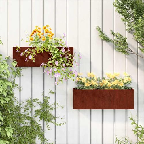 Lumanois Fioriere da Parete 2 pzin Acciaio Corten 53x10x17 cm,Casa e Giardino,Prato e Giardino,Giardinaggio,Vasi e fioriere,2.61kg-823686
