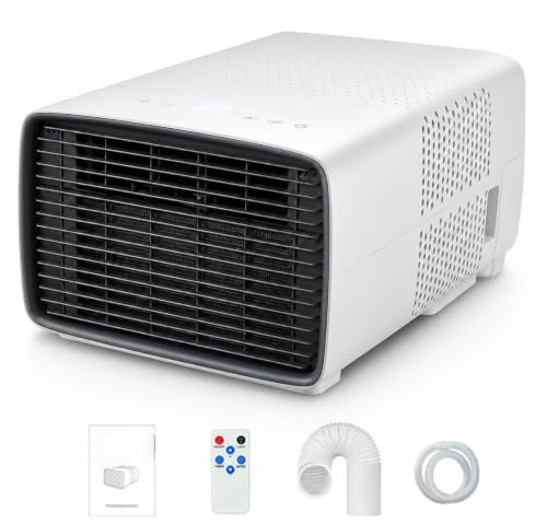 Huachorial Aire Acondicionado Portátil Camping 2700 BTU, Mini Climatizador para Caravana, Autocaravana y Furgoneta, Compresor 280W, Silencioso 45dB, 3 Modos, Control Remoto y Temporizador 12 Horas