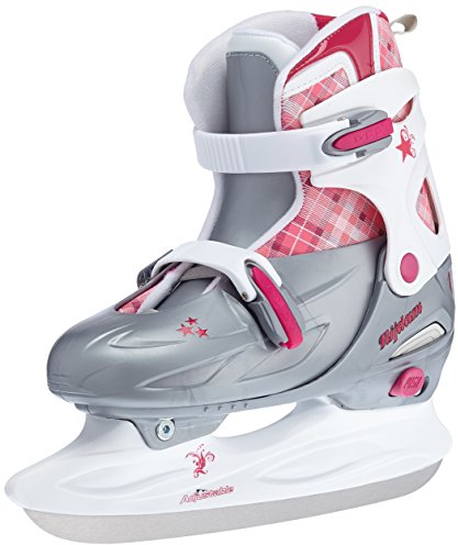 Nijdam Kinder Kindereishockeyschlittschuhe Verstellbar Eishockeyschlittschuhe, Silber/Weiß/Rosa, 34-37