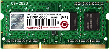 Transcend TS512MSK64V6H Speichermodul 4GB DDR3 1600 SO-DIMM 1Rx8 512Mx8 CL11 1.5V