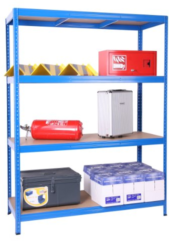 Profi Weitspannregal HxBxT: 200x150x80 cm, 4 Böden, 350 KG/Boden, blau, Marke: Szagato (Kellerregal, Archivregal, Schwerlastregal, Stahlregal, Lagerregal)
