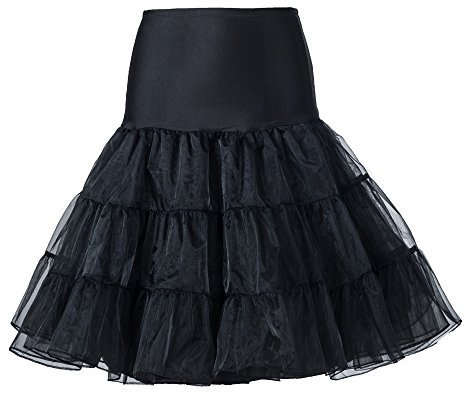 Boolavard 1950 26 Rockabilly Jupon Jupon Retro Vintage Petticoat Tutu Swing Rouge, Noir, Blanc, Bleu, Rose (S-M (32-40), Noir)