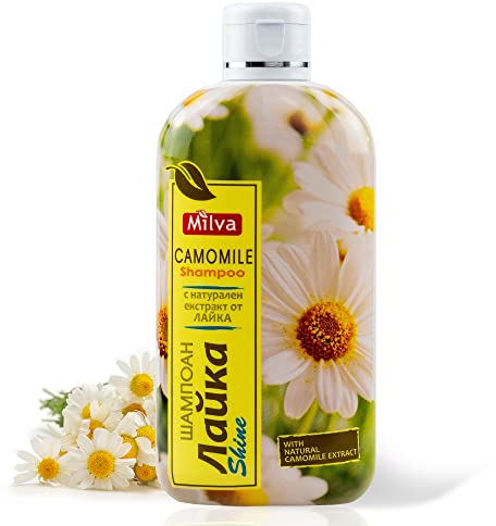Milva Kamille Shampoo I beruhigendes Shampoo mit natürlicher Haaraufhellung für Damen, Haarpflege für glänzendes & blondes Haar, Frauen Haarshampoo für empfindliche & trockene Kopfhaut | 200 ml