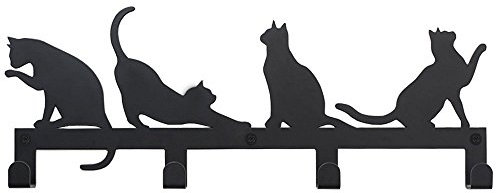 Marie Décor 4 Haken Katzen Handtuchhalter Schwarz
