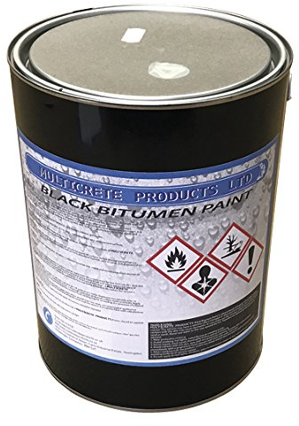 Black Bitumen Paint Waterproof Weather Protect Steel Concrete Stone (5 Litres)