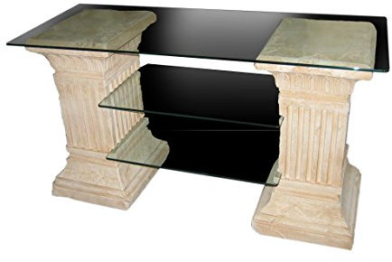 TV Rack Regal Fernsehschrank TV Schrank Glasregal Phonoregal HiFi Rack Vitrine Bücherregal Beige Höhe: 65cm Antikes Regal