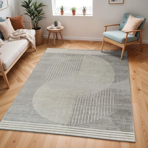 Surya Mombasa Teppich Wohnzimmer Boho, großer Teppich Schlafzimmer 200x274 cm - Teppich für Esszimmer mit geometrischem Muster, Skandinavischer Wohnzimmerteppich modern in Grau, Creme, Holzkohle