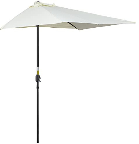 Outsunny Sombrilla Rectangular para Pared 230x130x245 cm con Manivela, Parasol Media para Balcón, Terraza, Jardín - Protección UV 30+, Impermeable, Beige