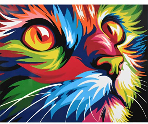 NATUCE Peinture par Numéro Kits avec Brosses et Peintures Acryliques pour Adultes Enfants Seniors Débutant, DIY Peindre par Nombre, Peinture à l'huile de Bricolage - Chat 16x20 Pouces (sans Cadre)