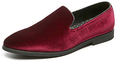 FLQL Herren Luxus Penny Loafer Slip-On Samtschuhe Party Tanzschuhe Wildleder Hochzeitsschuhe Übergröße 40-47, rot (a), 44.5 EU