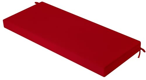 idee-home Outdoor Bench Cushion Waterproof, Bench Cushions for Outdoor Furniture, Patio Porch Swing Replacement Seat Pad with Ties for Garden Backyard, 45 x 18 Inch Red
