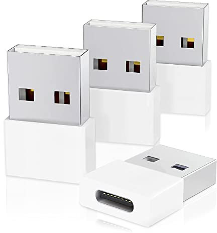 USB C to USB Adapter,USB C Adapter [4Packs],USB C Female to USB A Male Charger Cable Converter for iPad, Apple iWatch, Samsung Galaxy,iPhone 11 12 13 14 Max Pro, Airpods, iPad Air, Pro, Mini (White)