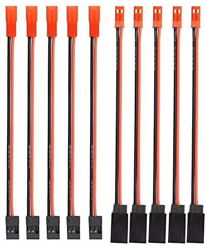 Nuofany 5Pairs JST Plug to JR Connector Male Female Cable Servo Adapter Cable 22AWG 10CM Silicone Wire for RC Cars Trucks Plane RC FPV Racing Drone Helicopter