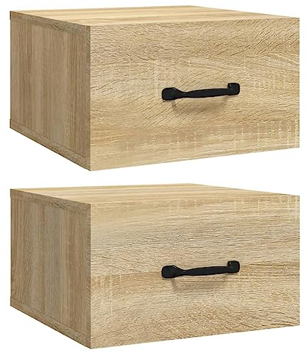 vidaXL 2X Wand Nachttisch Hängend Nachtschrank Nachtkonsole Nachtkommode Schlafzimmer Schrank Kommode Wandschrank Hängeschrank Sonoma-Eiche 35x35x20cm