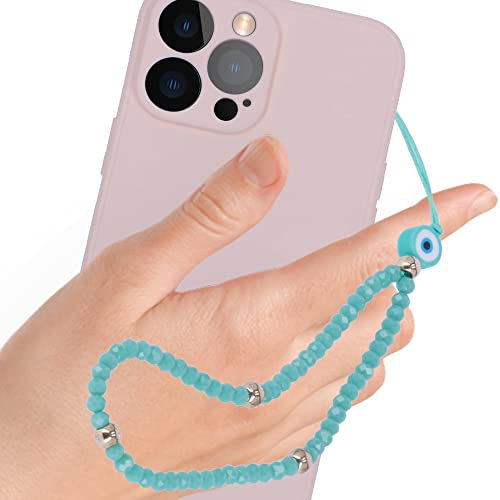 Handykette mit Perlen in verschiedenen Designs - Universal Anhänger für alle Handy Hüllen wie iPhone Samsung und viele mehr - Handy-Accessoire (AZUR NAZAR)