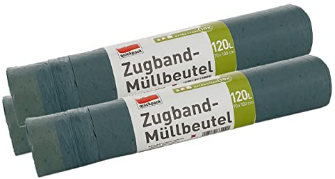 120L Blaue Müllbeutel Mit Zugband (120L Blau 3er)