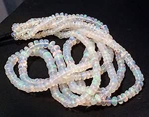 Kashish Gems & Jewels 1 Strang Natürliche äthiopische Opal-Perlen, Welo-Opal, einfache äthiopische Opal-Perlen, runde Opal-Perlen, 3,5 mm – 6 mm Perlen, 17,8 cm