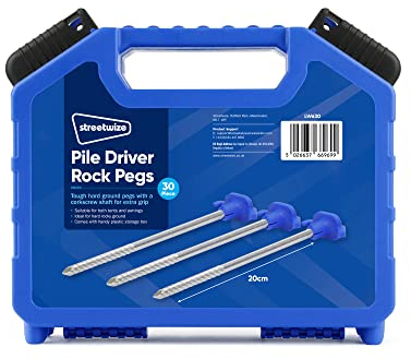 Leisurewize - Heavy Duty Outdoor 30-Piece Peg Set | Thread Peg, Hard Ground, Pile Driver Pegs | Tent Gazeebo Tarps Marquee Awning Pegs | Handy Storage Box | Rust Proof (Pile Driver)