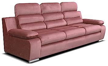 Robin Amber Sofa 3-Sitzer mit Schlaffunktion Schlafsofa Schlafcouch für Wohnzimmer Bettsofa für Schlafzimmer Couch Sofas & Couches mit Bettfunktion 238 x 96 x 95 cm Kronos Dunkeles Schmutziges Rosa