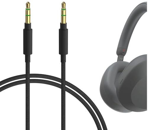 GEEKRIA Cable de audio compatible con Sony WH-XB910N, XB900N, 1000XM5, 1000XM4, 1000XM3, WH-CH520, WH-CH720N, WH-910N, cable estéreo de repuesto de nailon trenzado de 3,5 mm (4 pies)