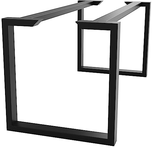 MetaloPro Pieds de Table en Acier Robuste - Patins Noirs et Vis - Protection de Sol - Cadre Trapèze pour Table Basse Moderne, à Manger, de Salon - 150 x 70 x