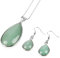 CuLtP Ohrringe Für Damen - Wassertropfen-Anhänger, Baumelnde Haken-Ohrringe, Halsketten-Sets, Grüne Aventurin-Tropfen, Heilkristall, Reiki-Balance, Yoga-Edelstein, Damen-Schmucksets