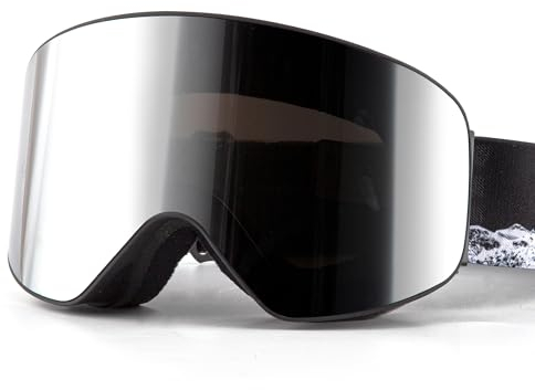 Whale Magnetic Ski Goggles OTG Snowboard Goggles Unisex 100% Uv Protection (Limited Time Discount Price For Fans Of The Brand) (Black polarized mirror, Large size/frame column mirror)