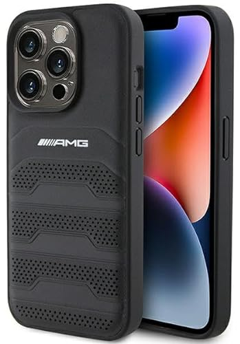AMG AMHCP15XGSEBK Hülle für iPhone 15 Pro Max 6.7 Schwarz hardcase Leather Debossed Lines