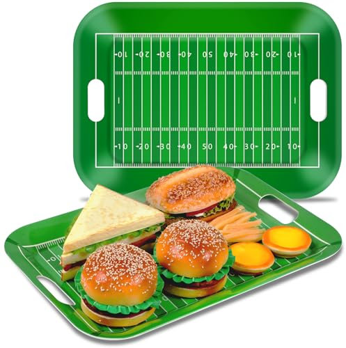 gisgfim 2Pcs Football Serving Trays 16.1 X 11.1 Inch Large Melamine Football Trays Platters with Handles Football Stadium Food Server Tray for Game Day Snacks 2025 Tailgate Birthday Party Decorations