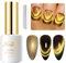 Imtiti Smile Gold Color Holographic 9D Cat Eyes Glitter Magnetic Gel Polish, 15ML UV Gel Nail Polish with Magnetic Stick for Nail Salon