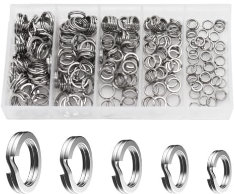 HOUSON 200PCS Sprengringe Angeln, Sicherungsringe Sprengringe Doppel Snap Ring Angelköder Ring für Angelzubehör Fischen Haken 5# 6# 7# 8# 9#