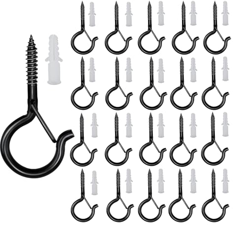 20pcs Q-Hanger Hooks Screw Hooks with Safety Buckle - Ceiling Hooks for Hanging Plants, Christmas Decor, Cups, Wood, String Lights, Wall Outdoor