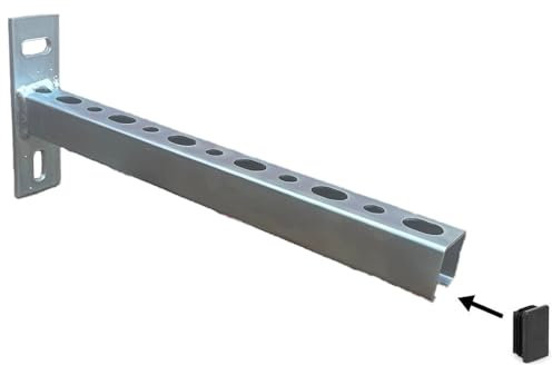 Wandausleger Wandträger Schwerlastträger Träger Schienenkonsole, Auslegerkonsole, Regalbodenträger, verzinktem Stahl, 150-500 mm (Festigkeit 10 bis 21 kg) (Wandausleger 500 mm mit endkappe)